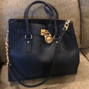 Michael Kors Navy Purse Gold Accents